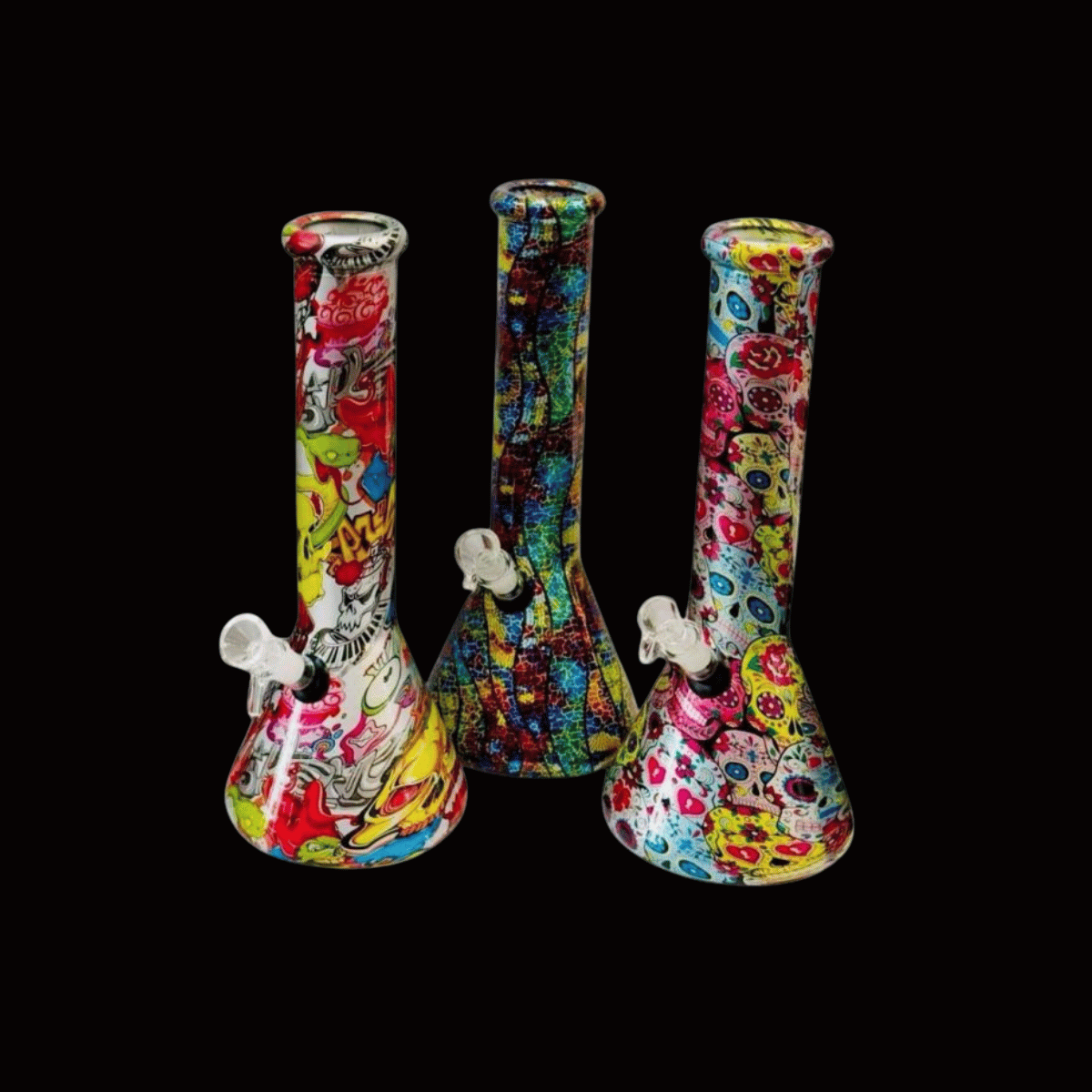 Sparky’s Street Art Printed Glass Beaker Bong – 31.5cm