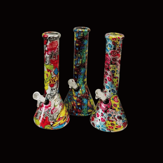Sparky’s Street Art Printed Glass Beaker Bong – 31.5cm