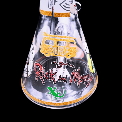 Rear view of Character Collage beaker base showing additional printed artwork