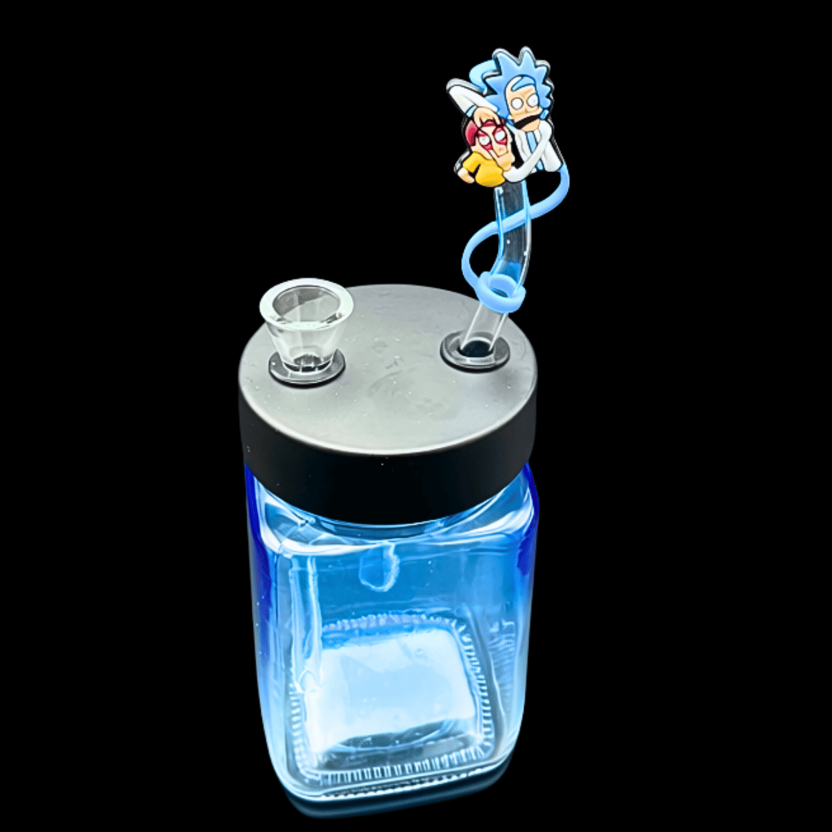 Blue Rick-inspired portable jar glass bong – 15cm