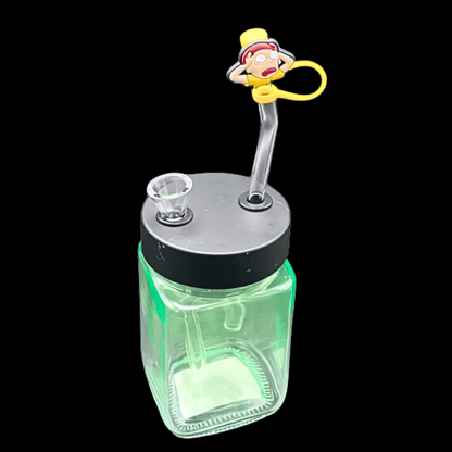 Green Morty-inspired portable jar glass bong – 15cm