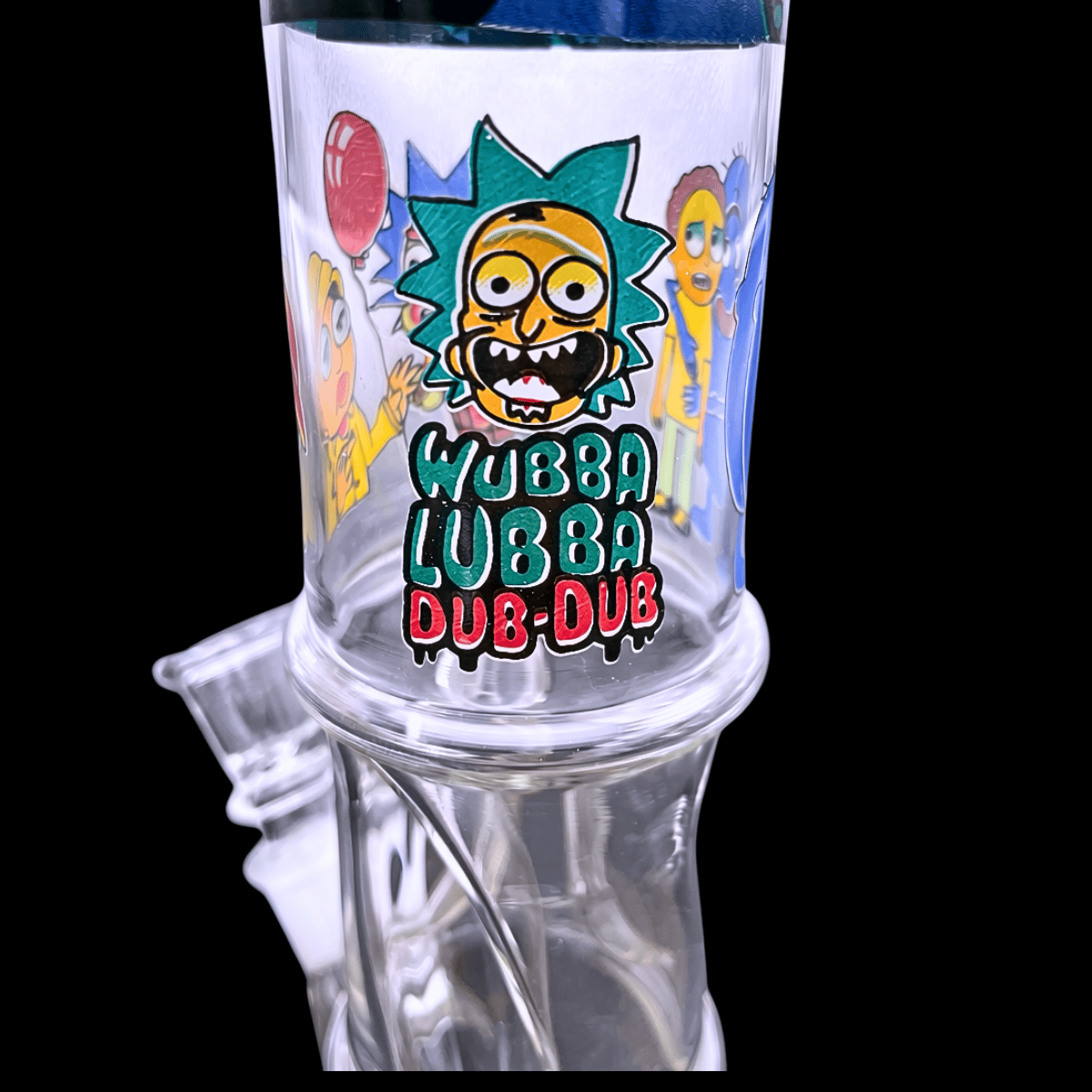 Printed packaging supplied with the Portal Chaos cartoon-inspired glass bong