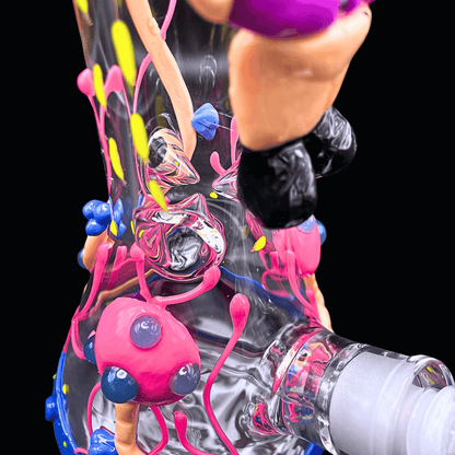 Close-up of 3D character artwork and glass bowl connection