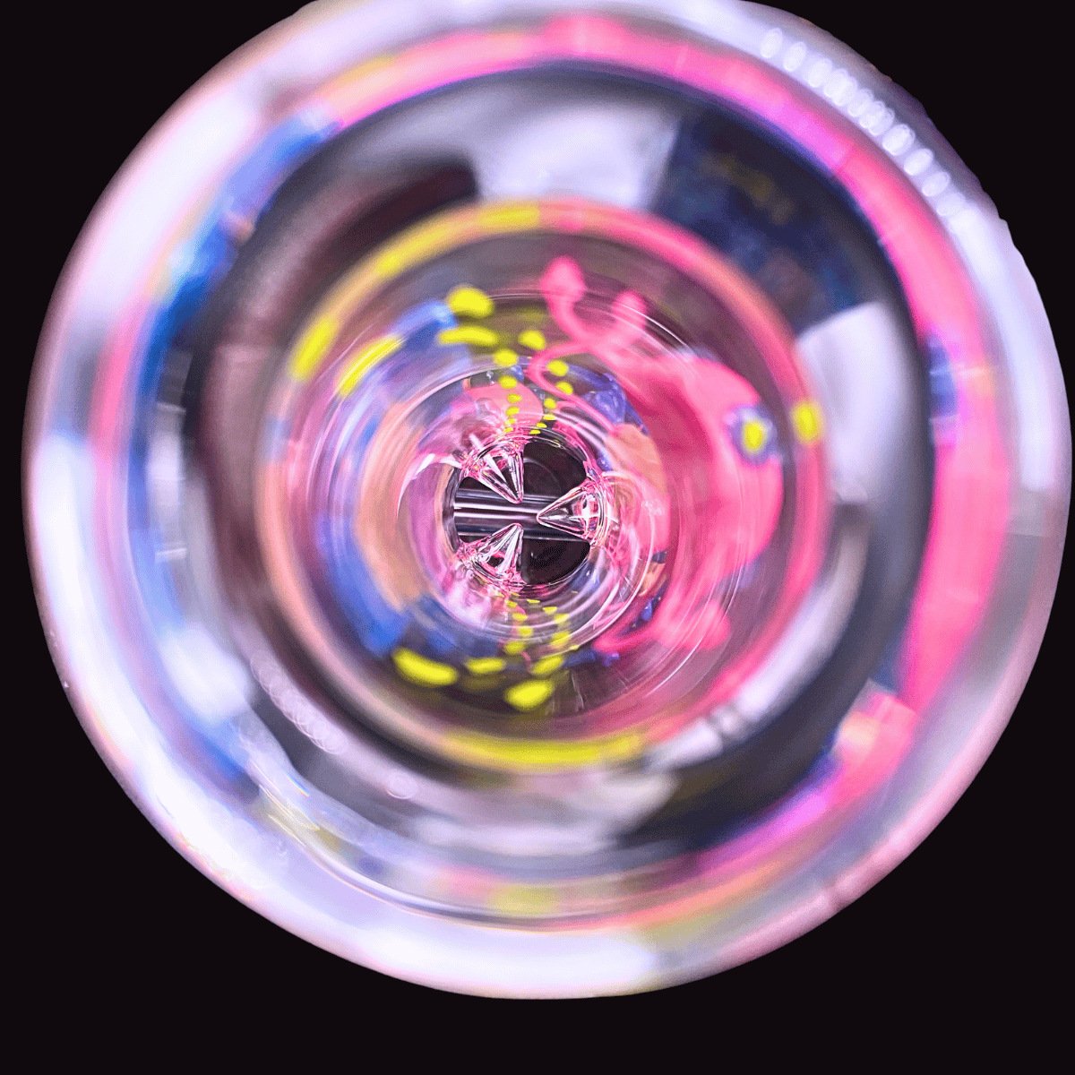 Top view inside Rick and Morty-inspired 3D glass bong