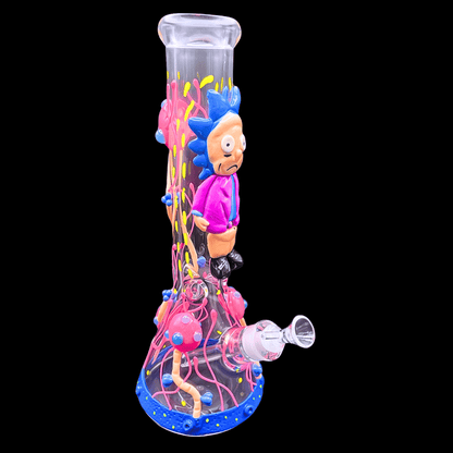 1. Rick and Morty-inspired 34cm glass bong – angled view