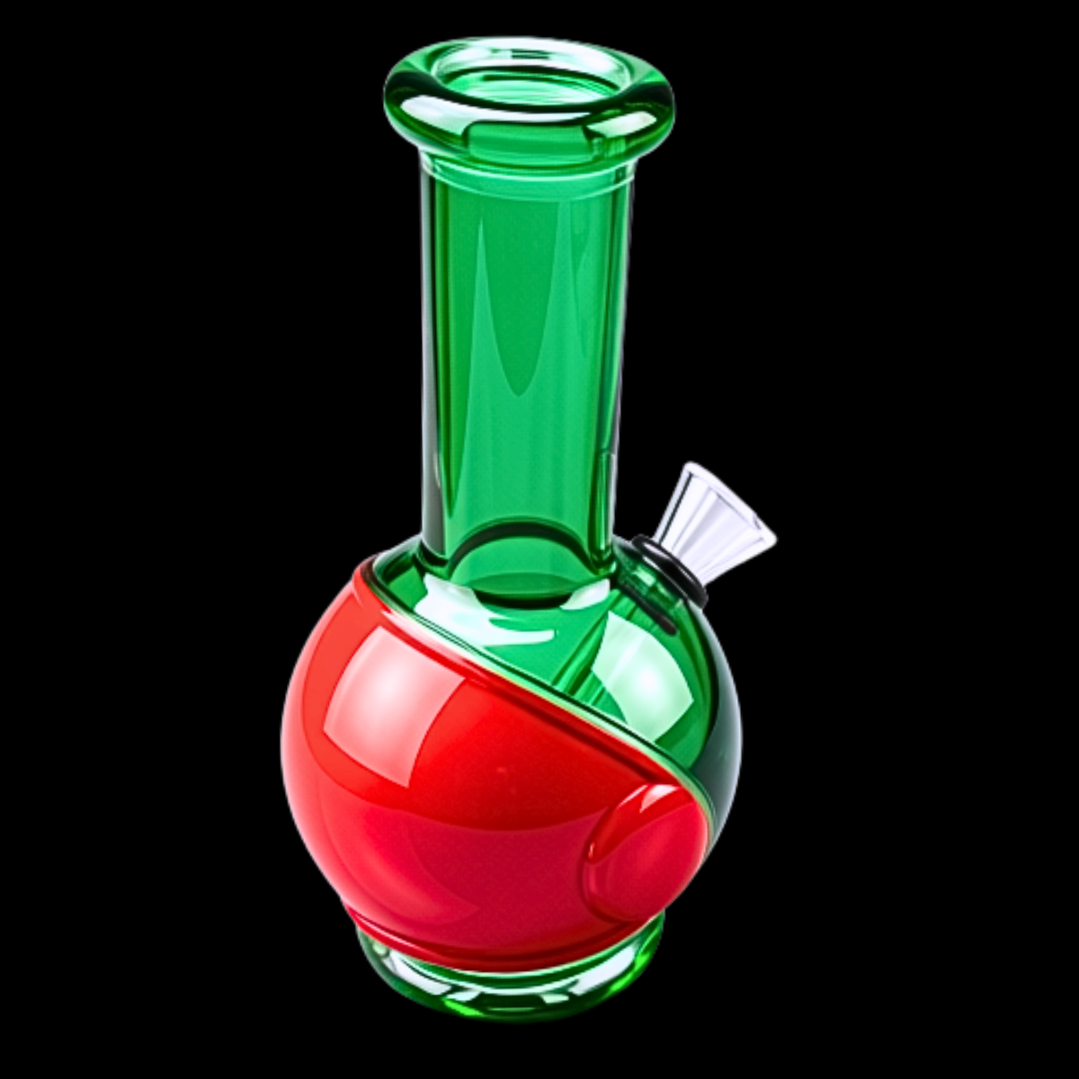 Shiney Helmet 16cm mini glass bong in green and red – front view
