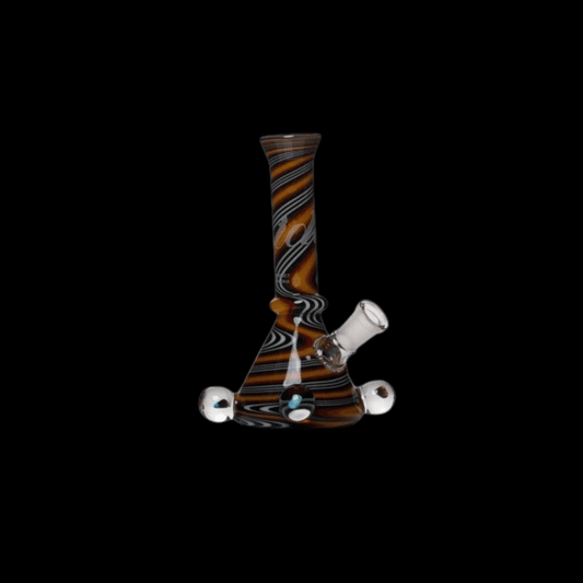 iDab Jail House Fire 14cm mini glass rig with striped glasswork and opal details