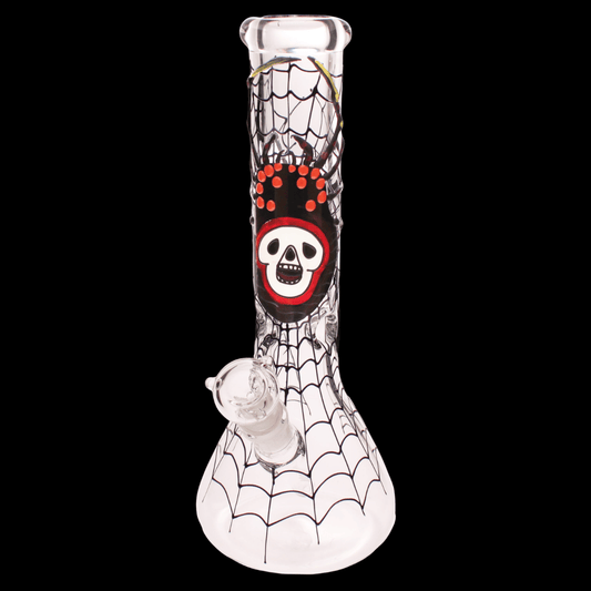 The Spider Skull Glass Bong — Hand Painted Beaker Edition (33cm)