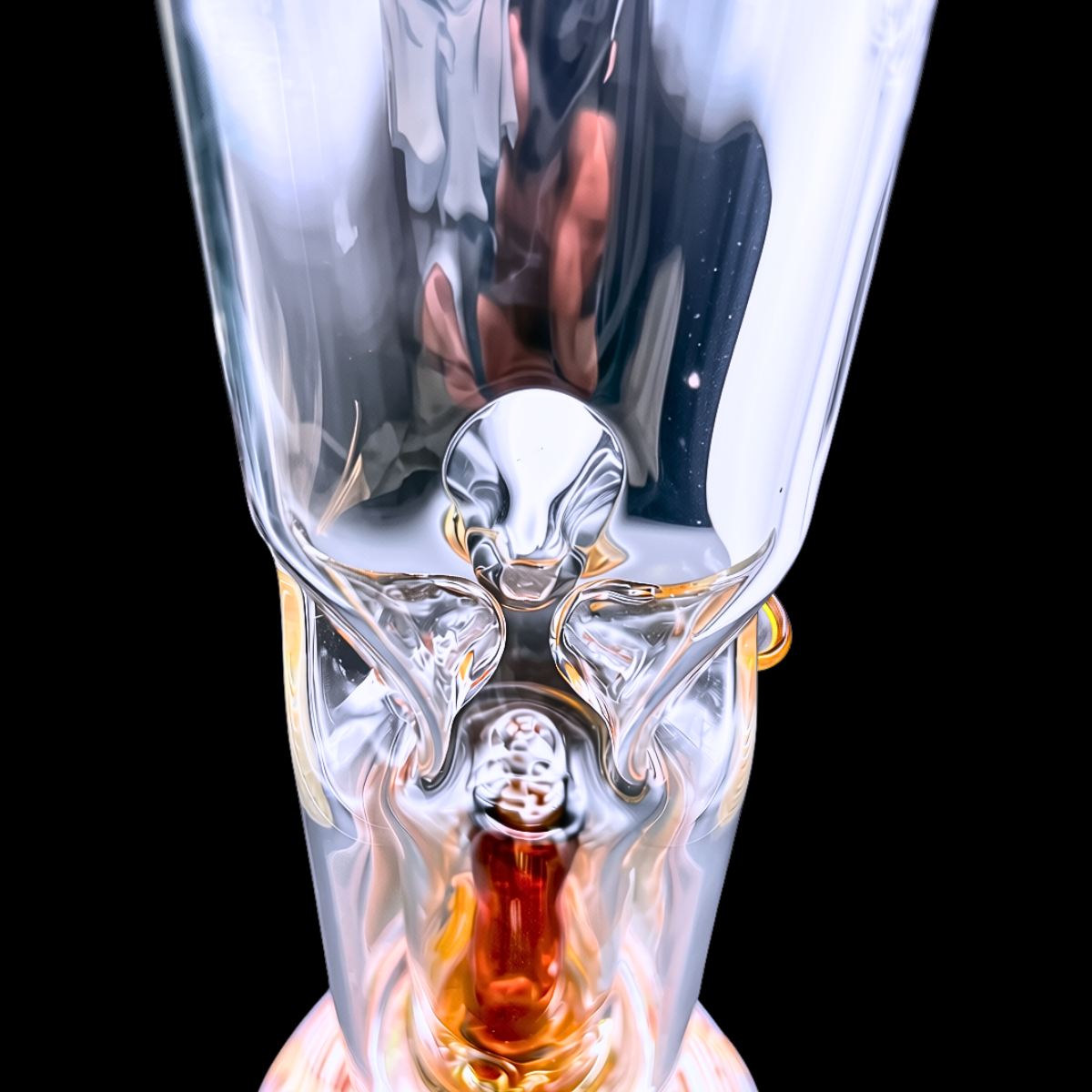 Close-up of the built-in percolator inside the Sunset Stripe glass bong