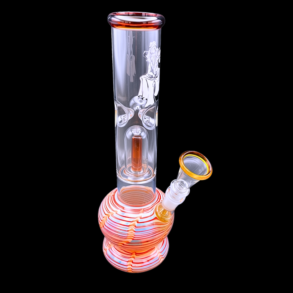 Sunset Stripe 28cm glass percolator bong without the optional ash catcher