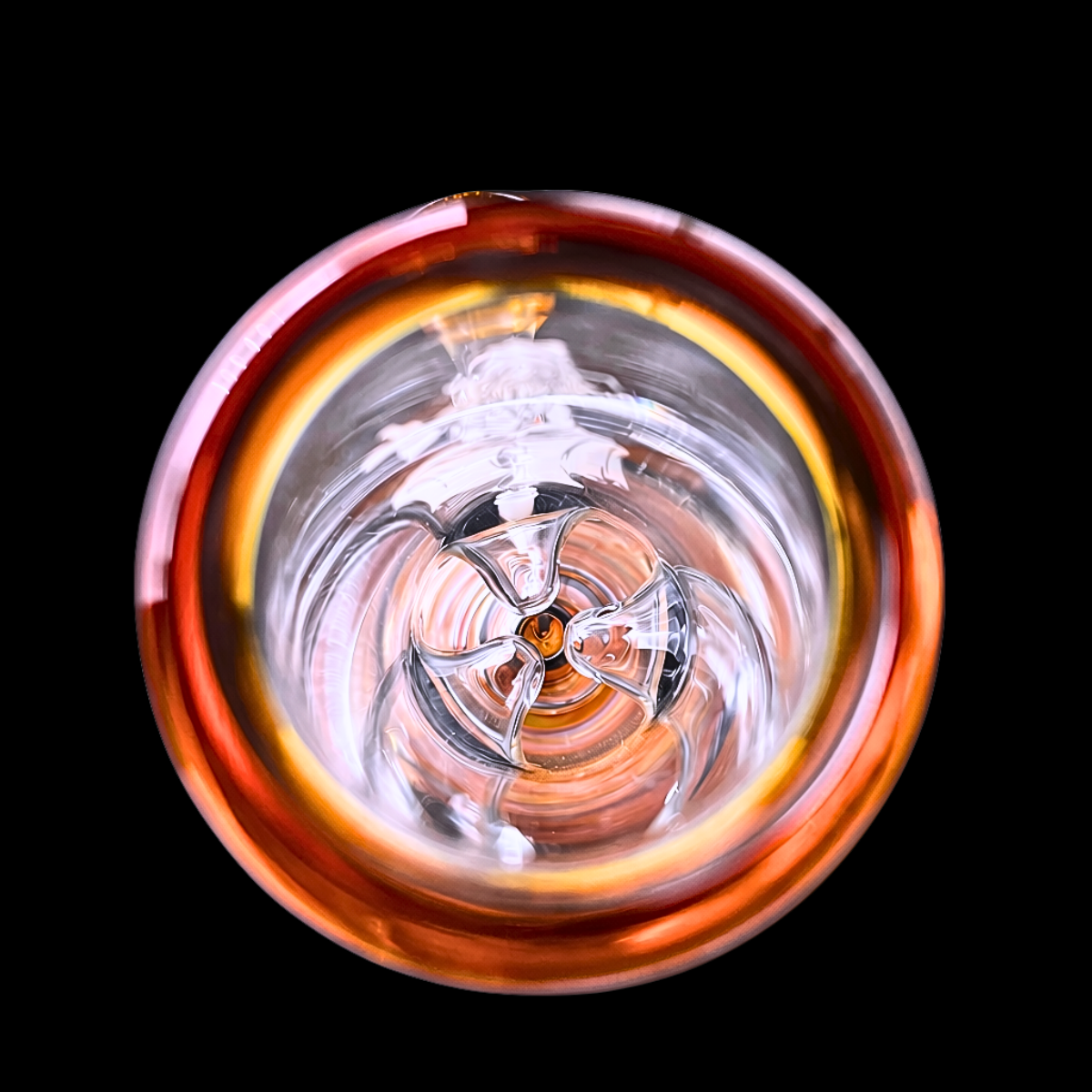 Top view of the Sunset Stripe glass bong showing the open mouthpiece