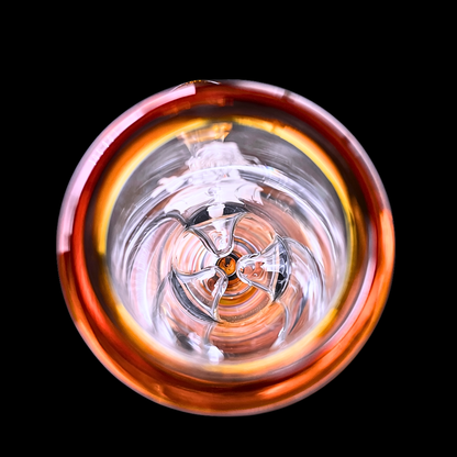 Top view of the Sunset Stripe glass bong showing the open mouthpiece