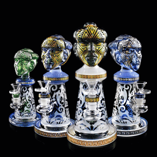 The Tiki Idol Glass Bong — Carved Head Edition (22cm)