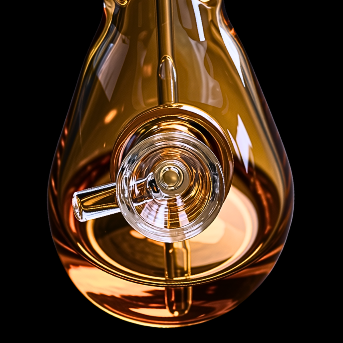 Close-up of the Chongz TLC gold beaker chamber and internal downstem