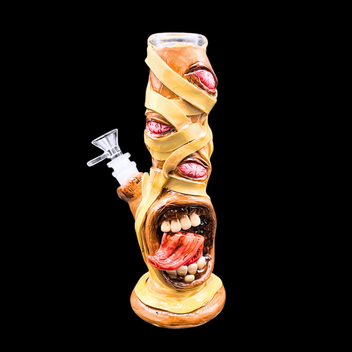 The Mummy novelty glass bong in orange and yellow – 25cm