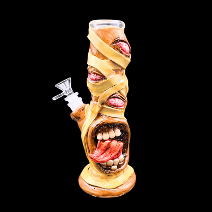The Mummy novelty glass bong in orange and yellow – 25cm