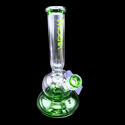 Phoenix Star green bubble base glass bong – 26cm full view