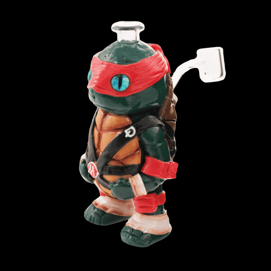 Ninja Turtle Bong – Red Bandana Clay Glass Bowl Pipe Sculpture

