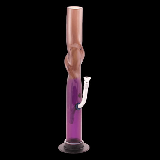 Twisted acrylic bong, approx. 30–35 cm, grip-neck with wide base, assorted colours
