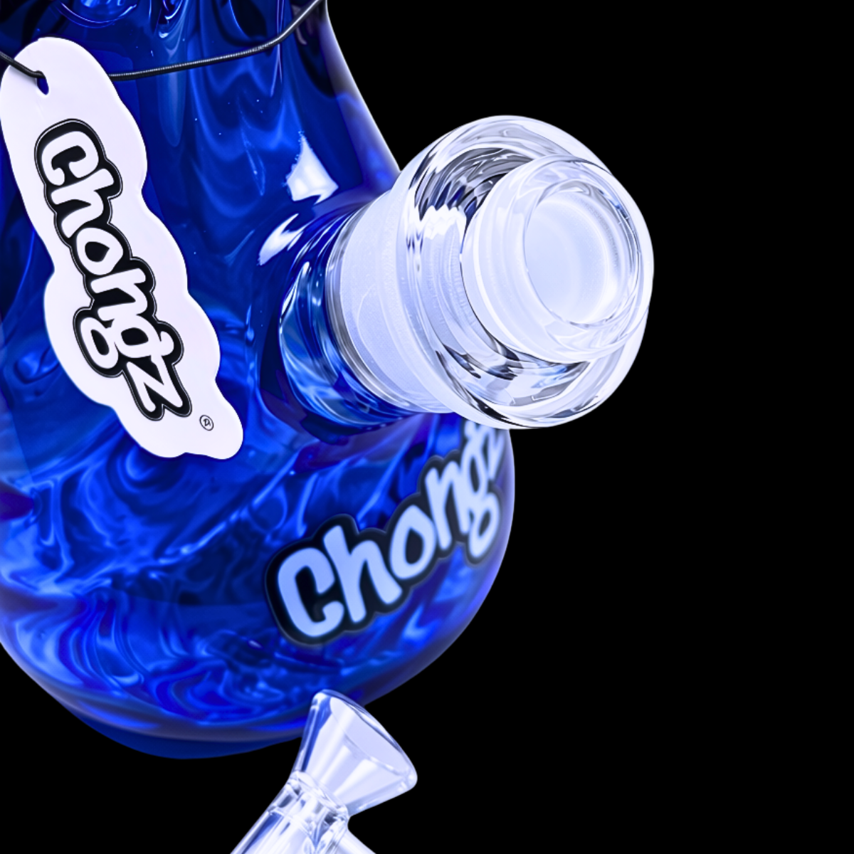 Chongz Twisted Melon 40cm beaker bong showing removable glass bowl and side profile