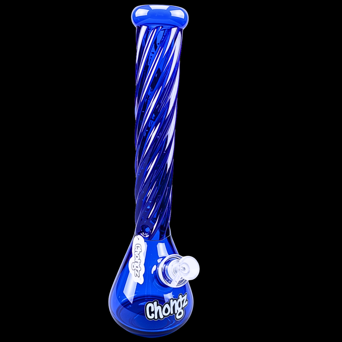 Chongz Twisted Melon blue 40cm glass beaker bong – front view