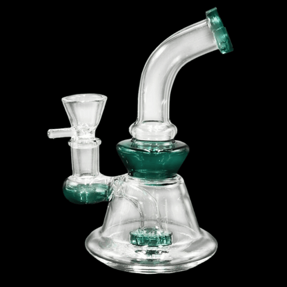 Small percolator bong with 14mm curved glass mouthpiece

