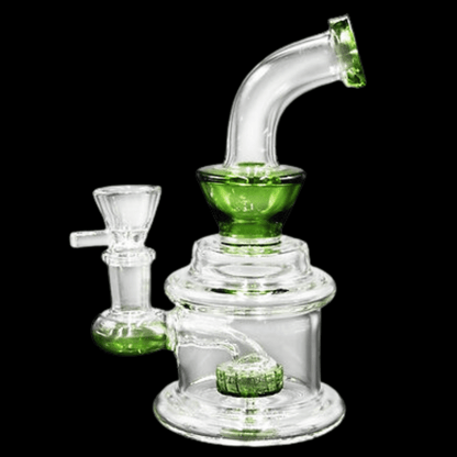 Borosilicate glass bong with built-in percolator and stable round base


