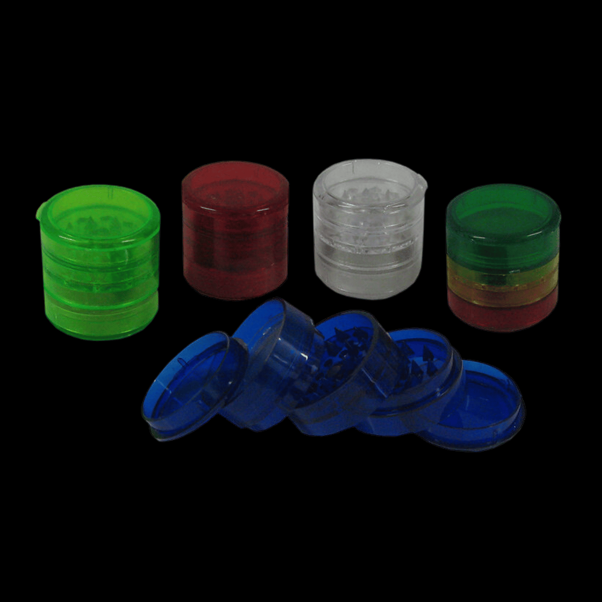 5 Part Coloured Acrylic Herb Grinder with Mesh Gauze