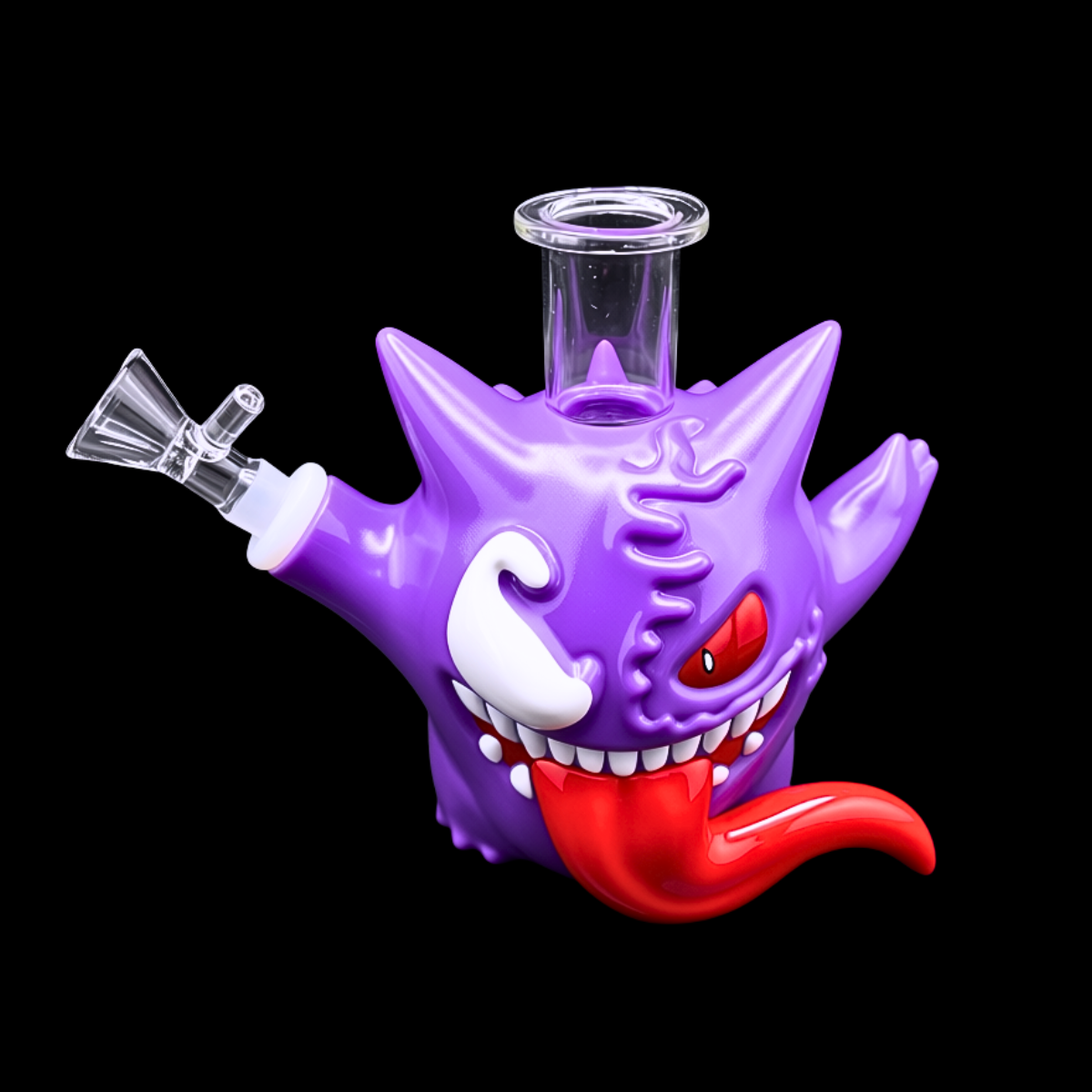 Purple Menace 15cm silicone and glass monster bong – front view