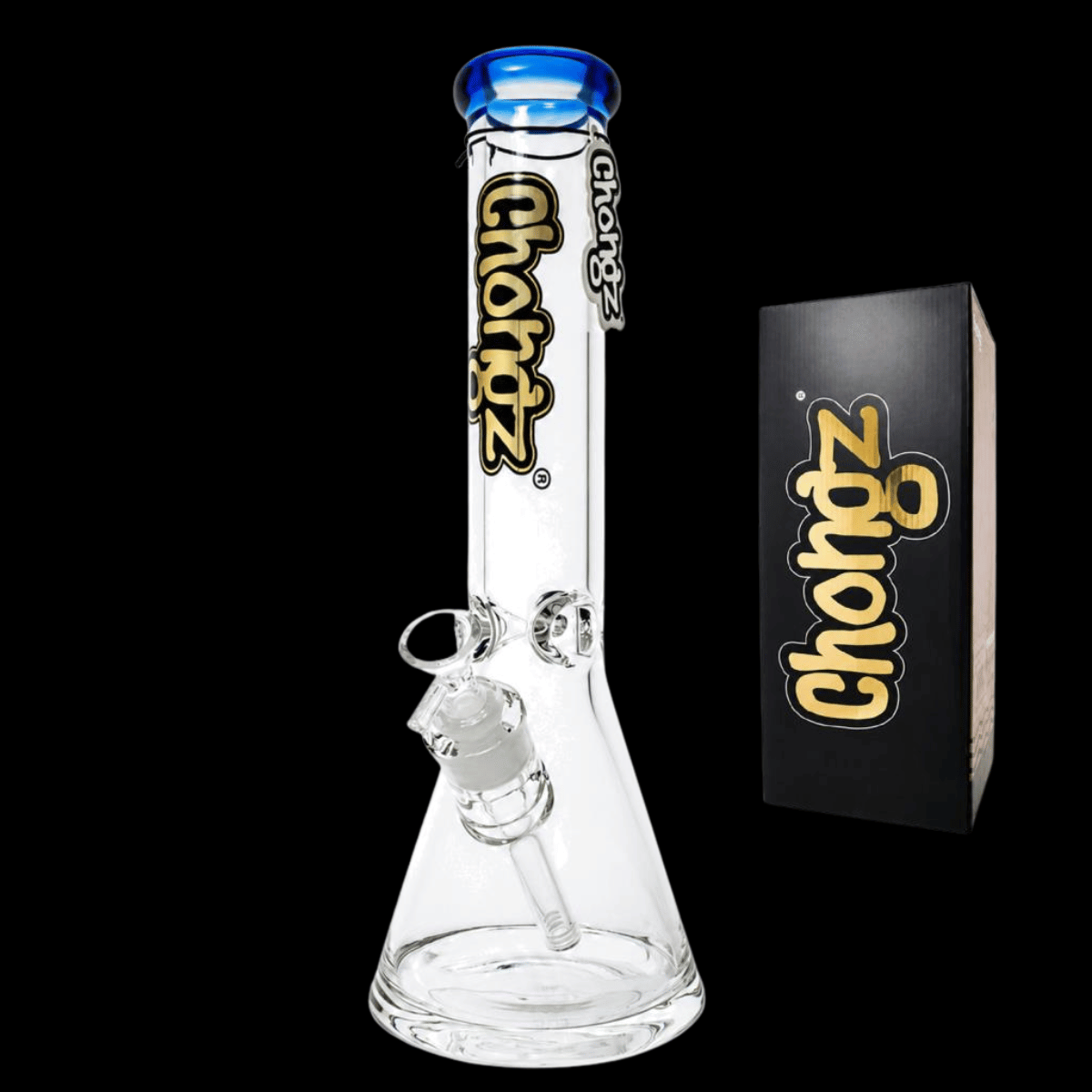 Chongz Heavyweight 35cm glass beaker bong available with blue accents
