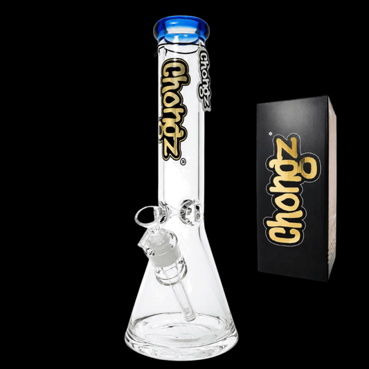 Chongz Heavyweight 35cm glass beaker bong available with blue accents