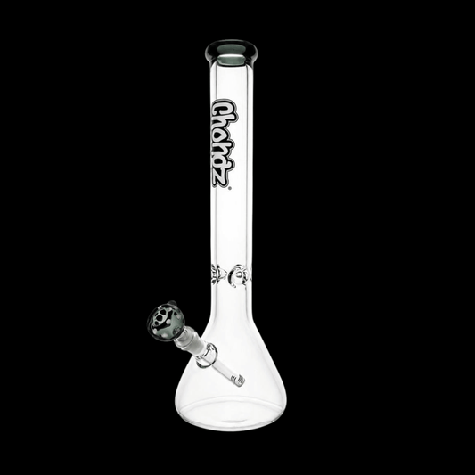 Chongz Menace 7mm heavy glass beaker bong with black accents 45cm