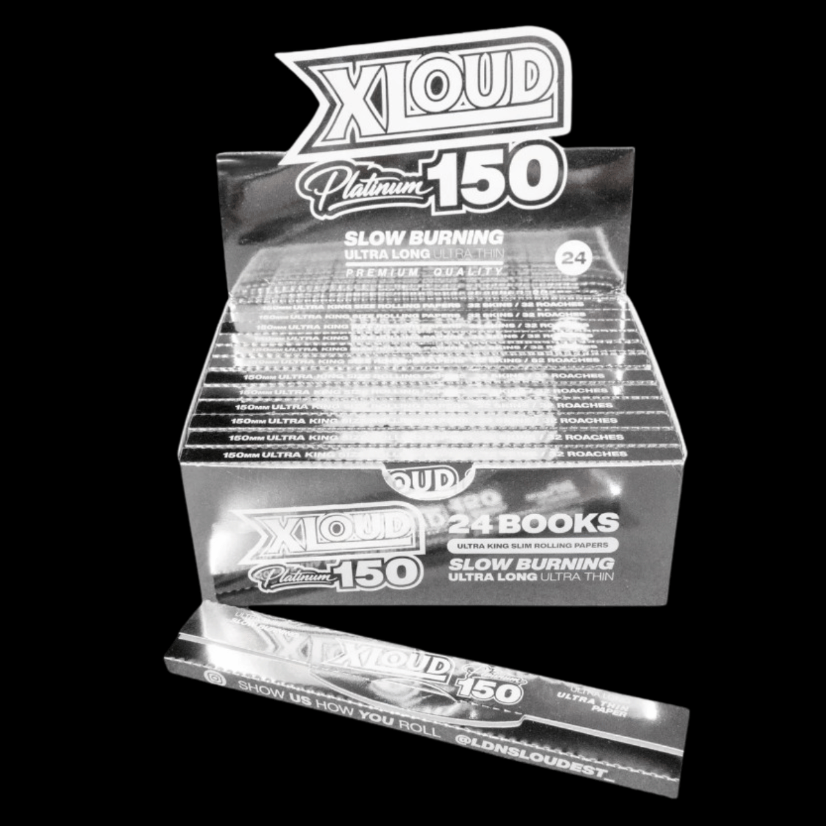 XLOUD Platinum 150 King Size Slim Papers & Tips – Box of 24