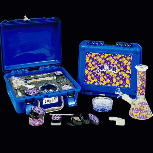 Baked Babe Bong & Dab Kit — Blue Locking Hard Case Gift Set
