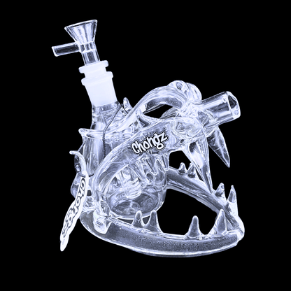 Chongz Dragon’s Maw sculpted clear glass bong – front view
