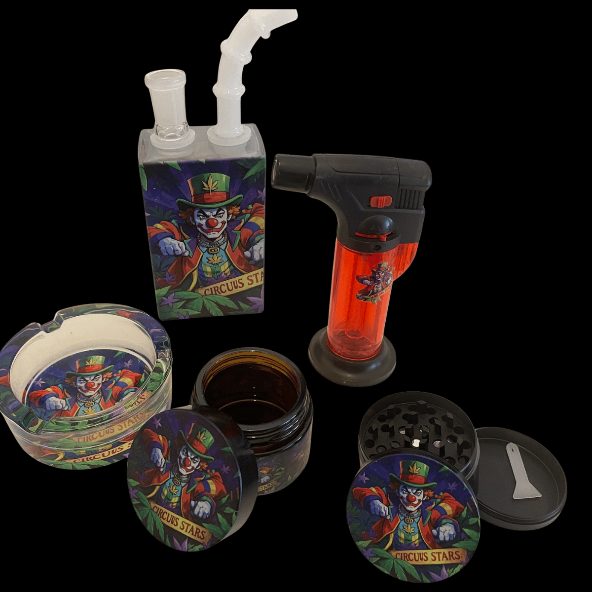 - Midnight Circus dab rig gift set displayed beside matching carry case