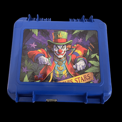 Blue locking hard case with fitted foam and Midnight Circus accessories