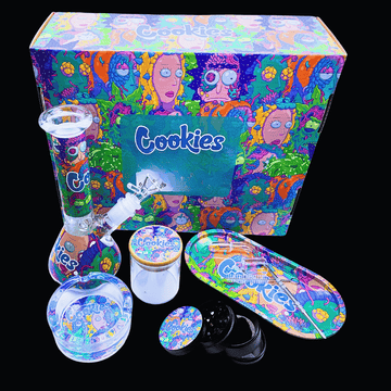 Rick & Morty Glass Bong Gift Set — 9 Piece Accessory Bundle