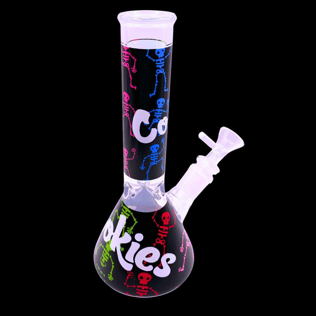 Cookies Skeleton 19cm glass bong with colourful printed skeleton artwork