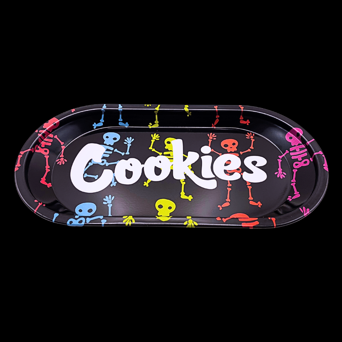 Matching Cookies Skeleton metal rolling tray with multicolour skeleton design