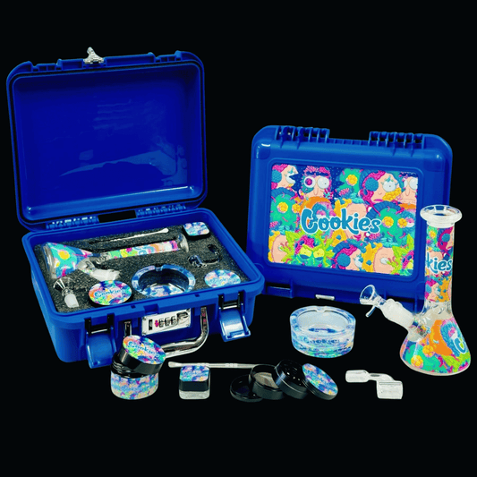 Cookies Rick and Morty style lockable glass bong gift set with accessories
