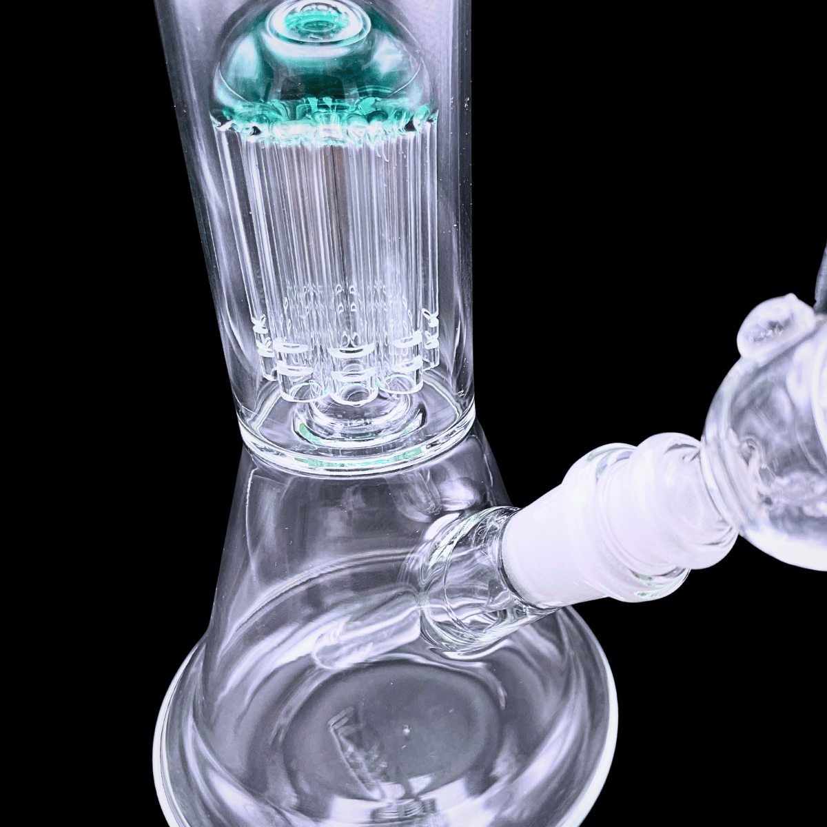 Lower percolator, glass bowl and flared base of the Dual Stack Perc bong