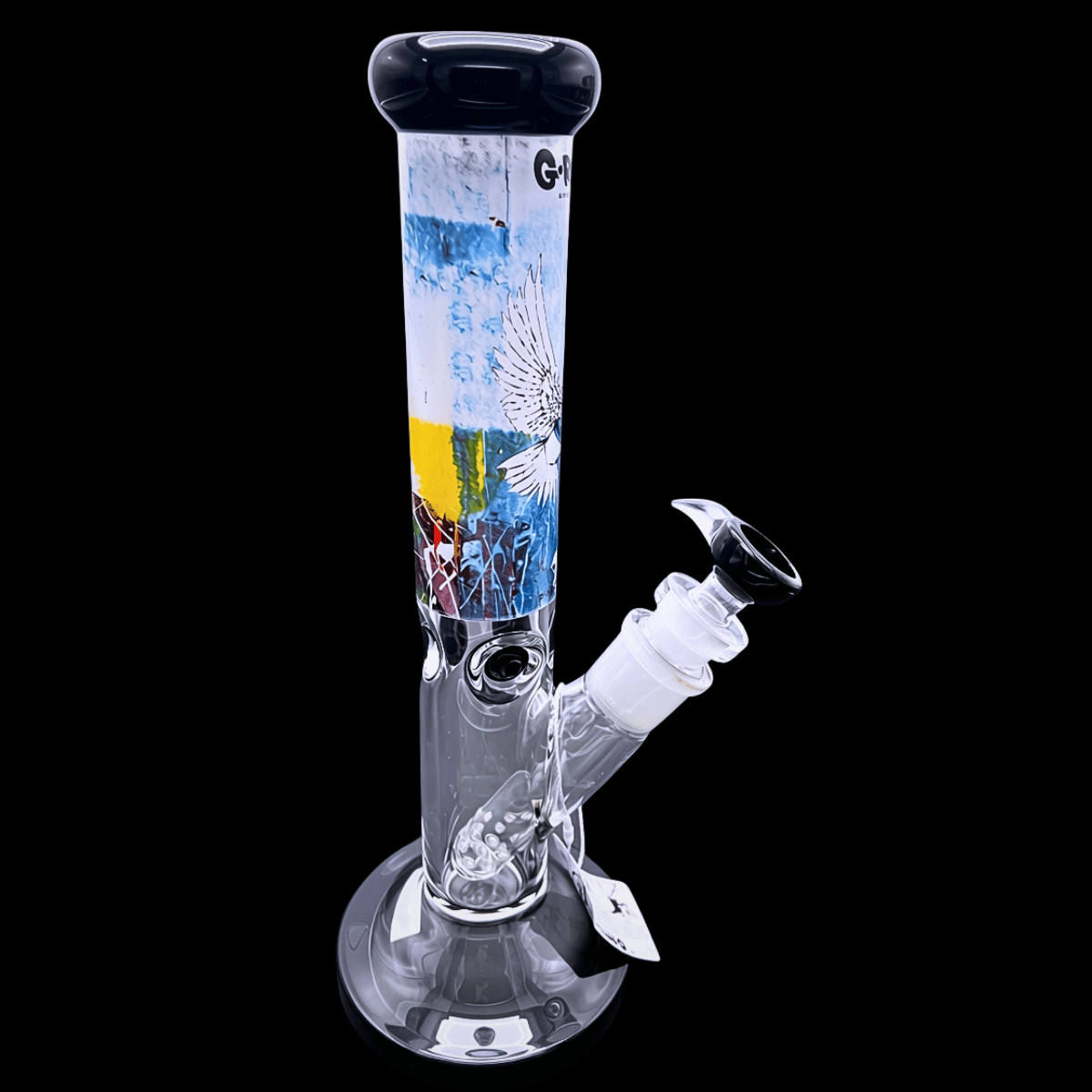 Full side view of the G-Rollz Bulletproof Dove 5mm glass bong