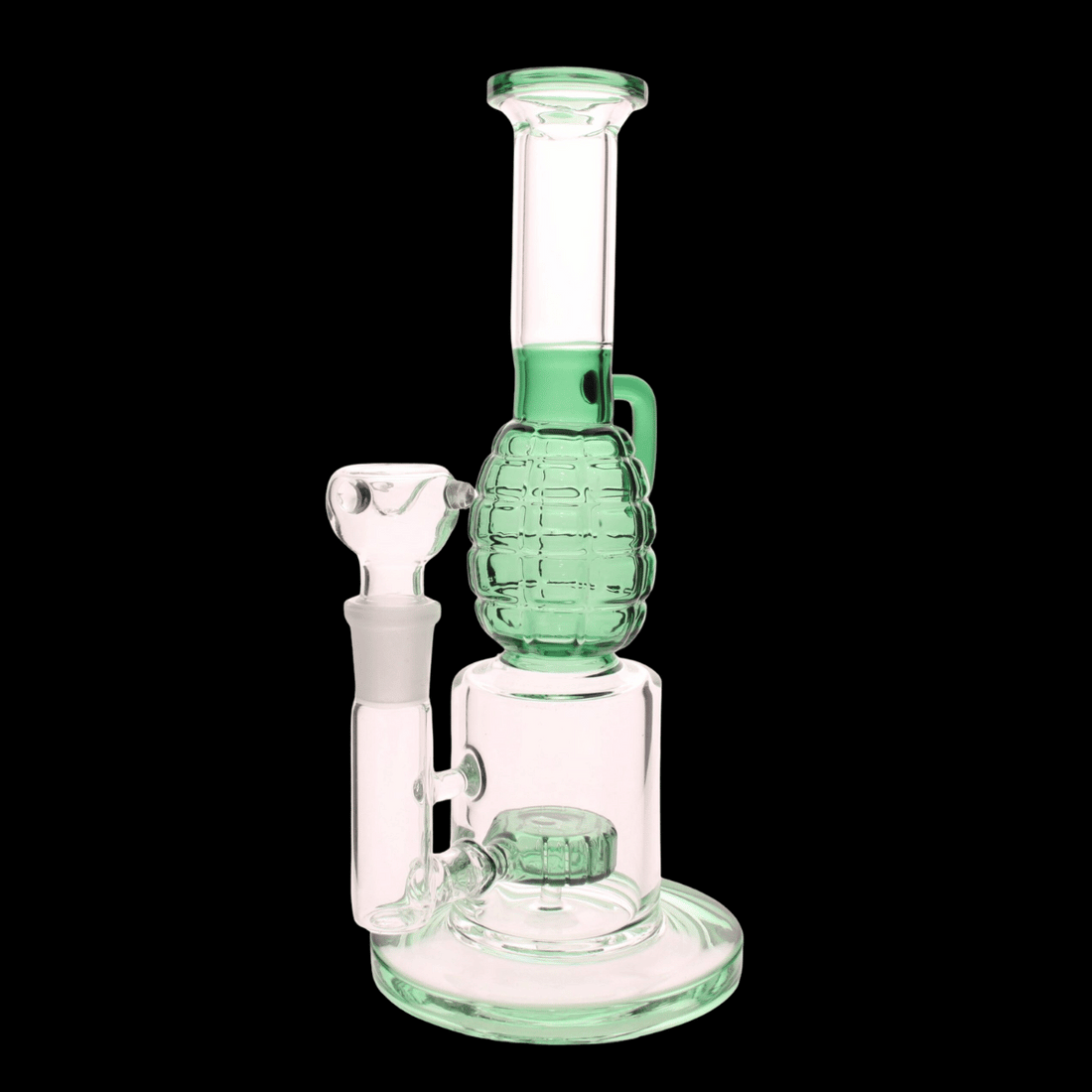 Grenade-style glass bong, textured chamber