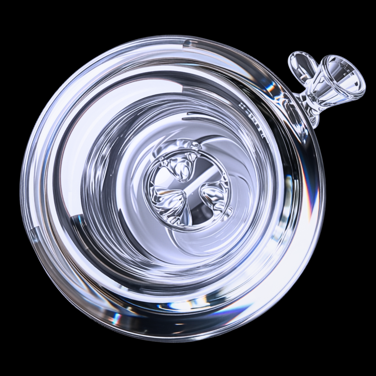  Top-down view inside Chongz Just Stash It glass bong showing the downstem