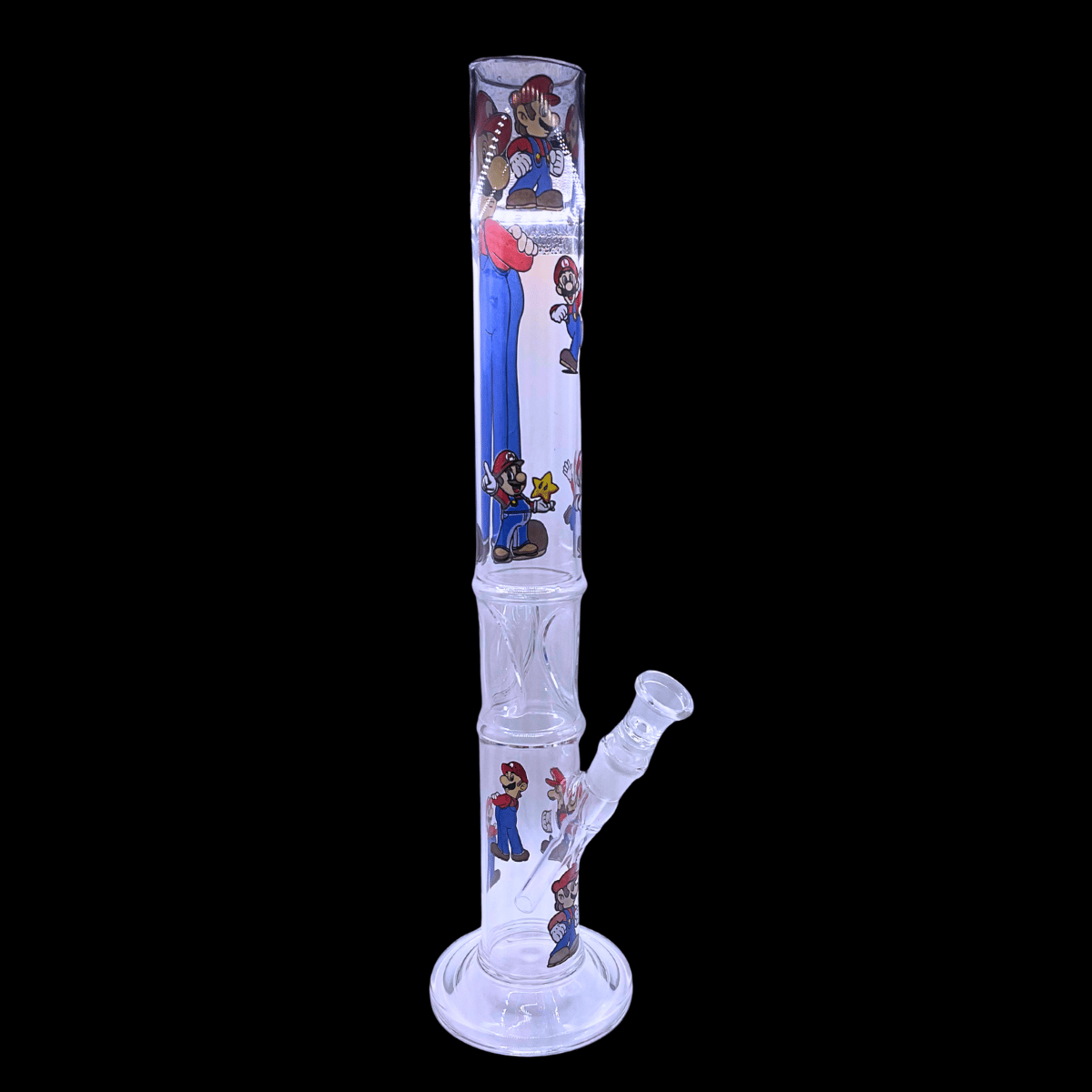 Mario Mushroom Kingdom glass ice twist bong with colourful character artwork – 46cm