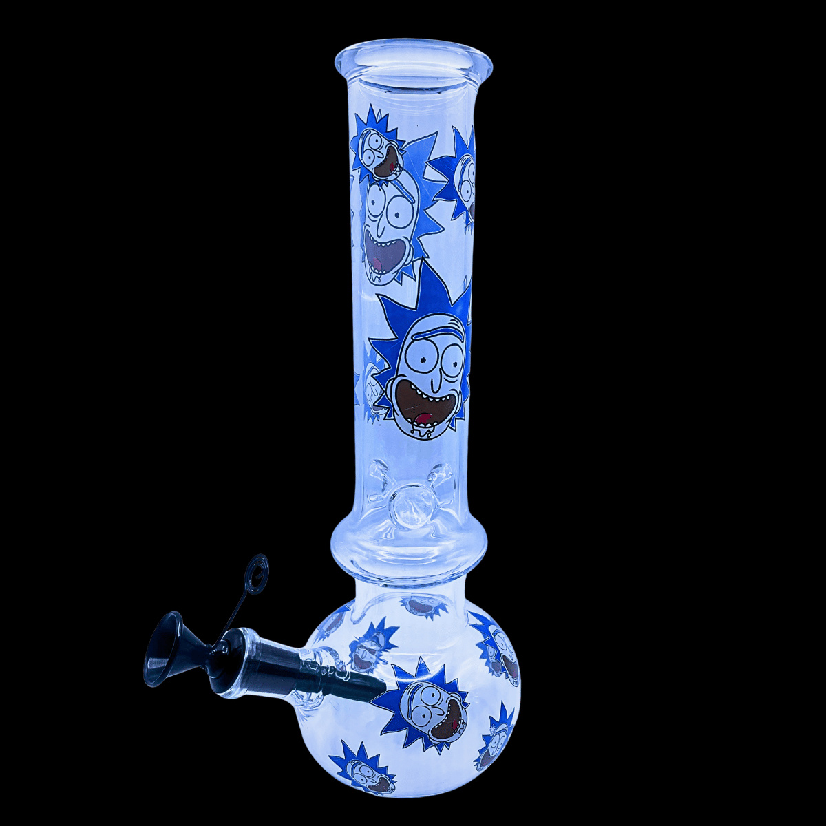Portal Chaos blue Rick and Morty glass bong with rounded base – 29cm