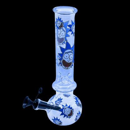 Portal Chaos blue Rick and Morty glass bong with rounded base – 29cm
