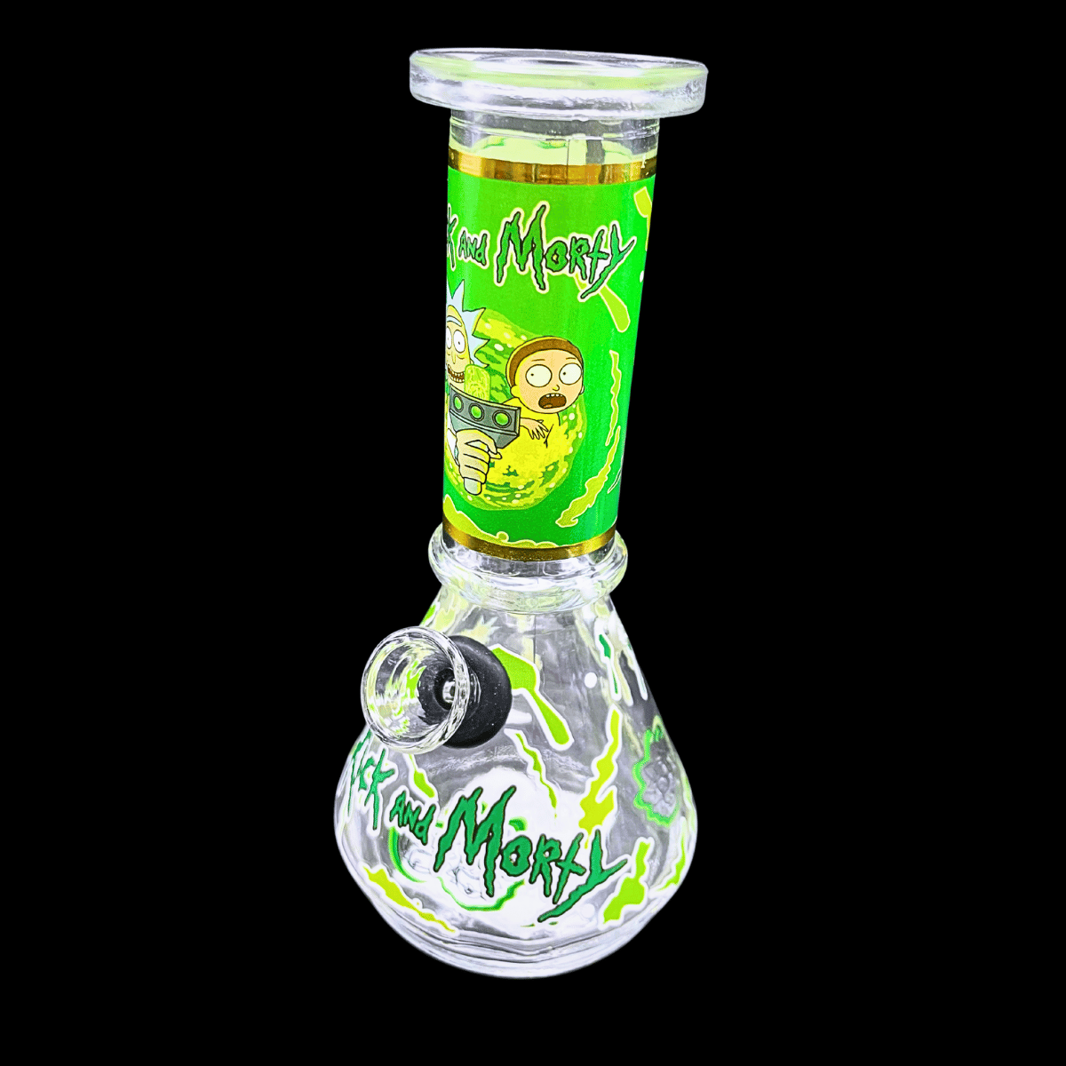  Rick and Morty mini glass bong with green neck design – 6 inch