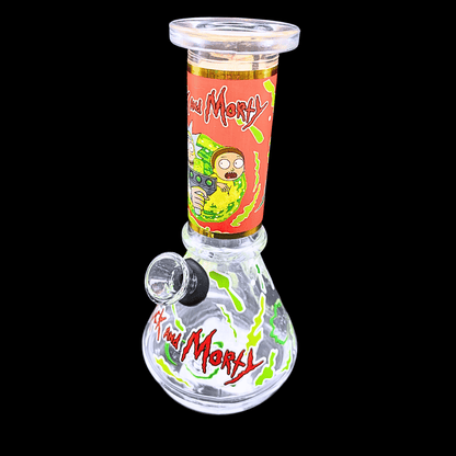 Rick and Morty mini glass bong with red neck design – 6 inch